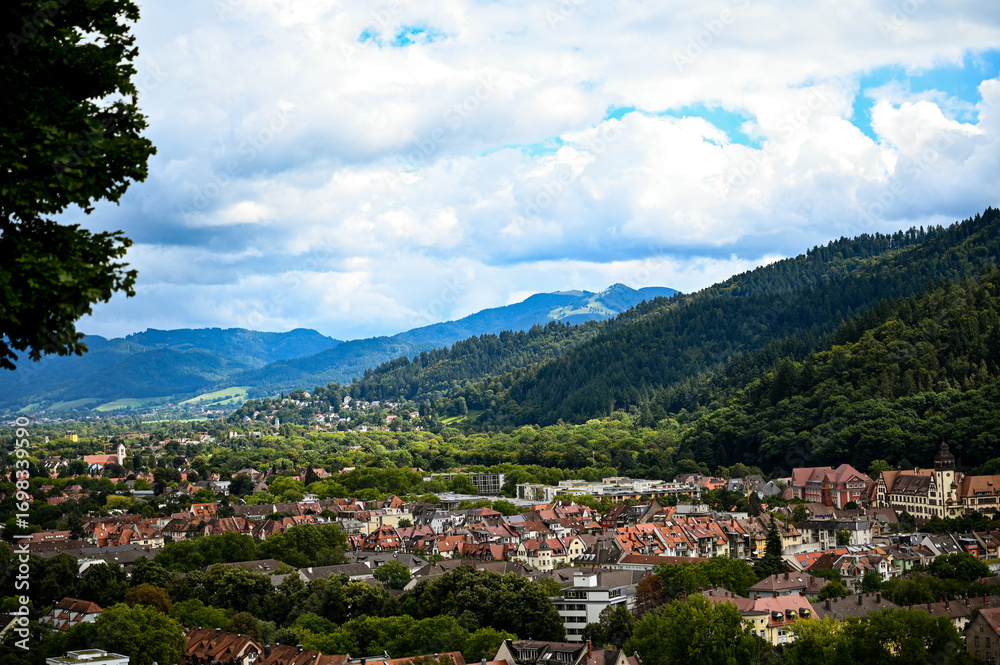 Fototapeta premium Top view of Freiburg in Germany
