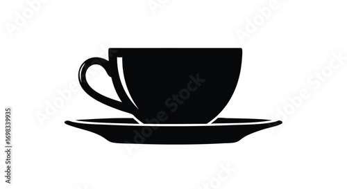 Bold black and white coffee cup graphic offering a simple, stylish minimalist design element for your project