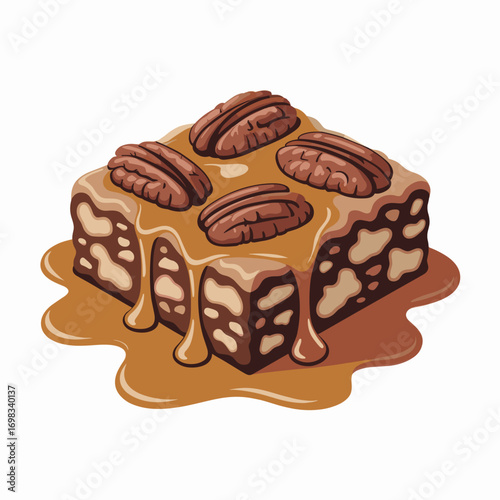 Pecan Brownie with Maple Syrup Topping