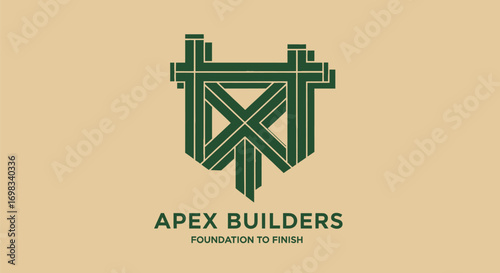 Apex Builders construction company logo with geometric truss design.