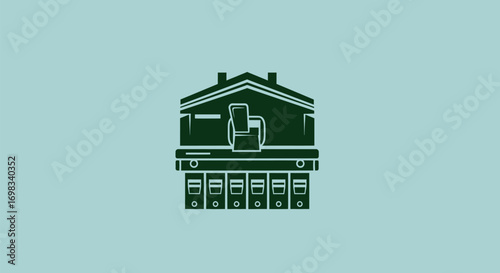 Electrical circuit breaker panel box vector icon.