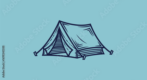Hand drawn sketch illustration of a classic camping tent.