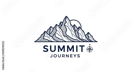 Summit Journeys mountain range logo with compass icon.