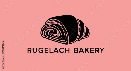 Elegant Line Art Logo for a Rugelach Bakery Business.