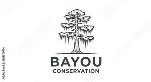 Vintage Bayou Conservation logo with a hand drawn cypress tree illustration.