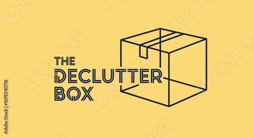 The Declutter Box logo with a minimalist outline of a cardboard box.