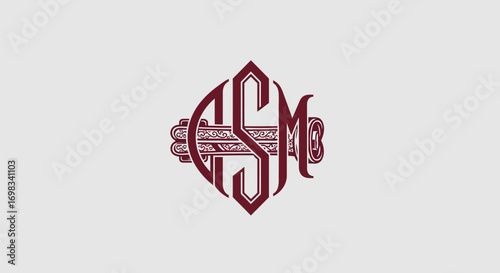 Elegant GSM Monogram Logo Design in Vintage Style.