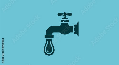 Simple vector icon of a dripping water faucet.