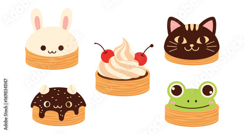 Adorable animal shaped pastries with cream filling and cherry toppings make sweet treats