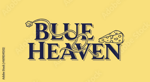 Blue Heaven Cheese Logo with Mouse and Cheese Wedge.