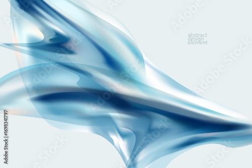3D liquid glass shapes. White transparent form on light background. Abstract vector wallpaper.