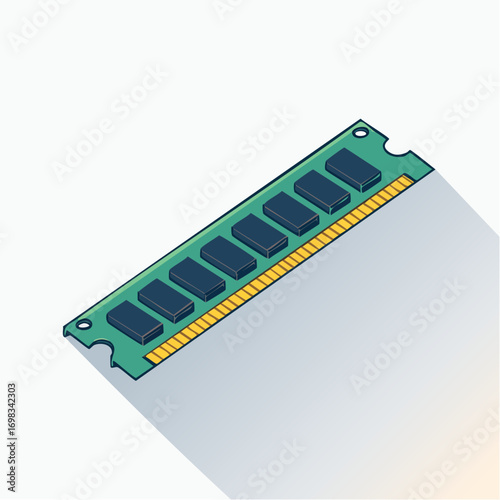 Green Circuit Board With Gold Connectors On White Background