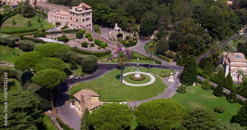 View of the garden area of the Vatican City surrounding St Peters Basilica