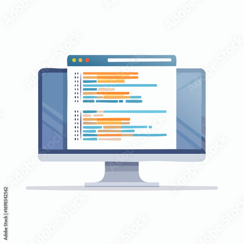 Computer Monitor Displaying Code on White Background