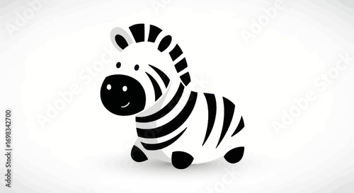 Adorable Cartoon Zebra with Black and White Stripes.
