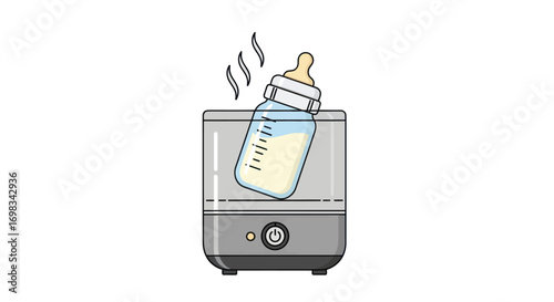 Baby Bottle Warming in Electric Bottle Warmer with Steam.
