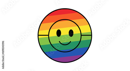 Rainbow Pride Smiley Face Icon LGBTQ Symbol.