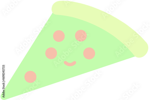 Cheese slice with tomato illustration in cartoon style