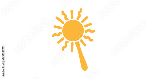 Stylized Sun Icon on a Stick Warm Yellow Hues.