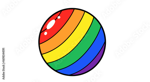 Glossy Rainbow Striped Sphere with Bright Colors and Shine.