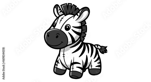 Cute Cartoon Zebra Illustration.