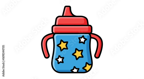 Colorful Baby Sippy Cup with Star Pattern and Handles.