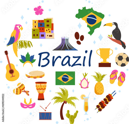 landmark and culture of Brazil vector illustration