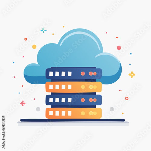 Cloud Server Data Storage Illustration With Festive Background