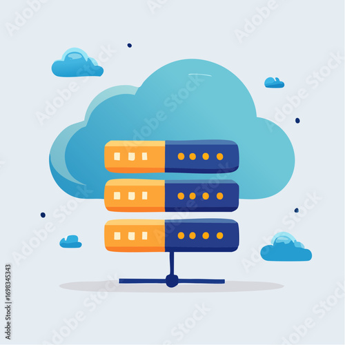 Cloud Computing Servers Network Storage Blue Orange Illustration
