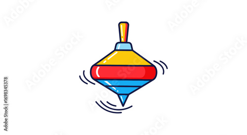 Colorful Cartoon Spinning Top Toy with Motion Lines.