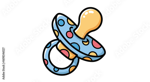 Colorful Cartoon Pacifier with Polka Dots.