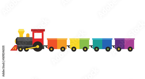 Colorful Toy Train with Rainbow Colored Train Cars.