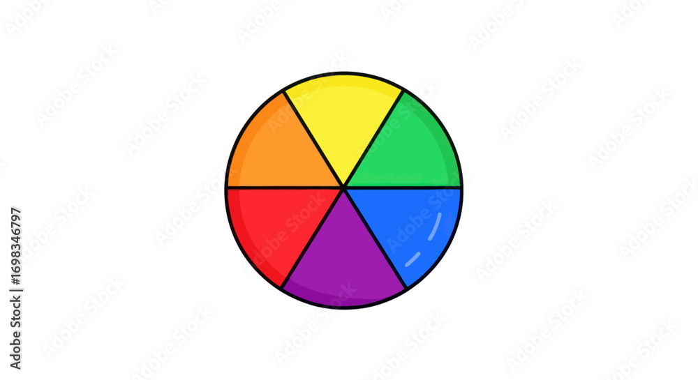 Fototapeta premium Vibrant Circular Color Wheel with Six Sections.