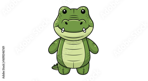 Cute Cartoon Crocodile Plush Toy Illustration.