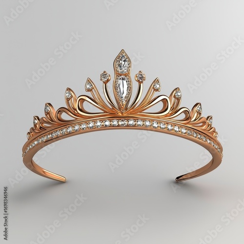 Rose Gold Diamond Tiara Elegant Bridal Headpiece