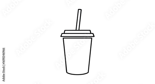 Modern line art of disposable drink cup for coffee shop branding and promotional materials design project