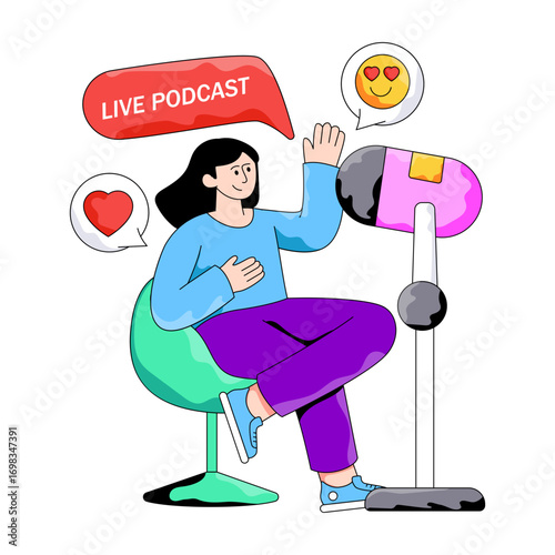 Premium download illustration of live podcast