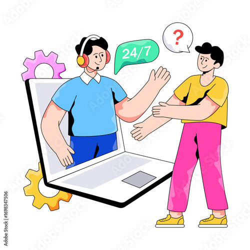 A colored design illustration of online services