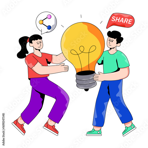 A flat design illustration of share idea