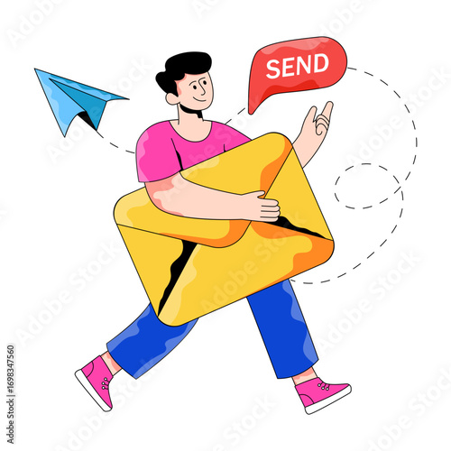 Editable design illustration of send mail