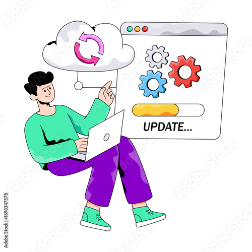 Premium download illustration of system update