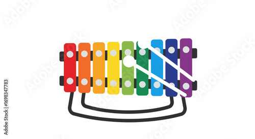 Colorful Xylophone with Mallets Musical Instrument for Kids.