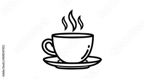 Enjoy a steaming cup of coffee with this simple, elegant line art perfect for menus and cafe designs