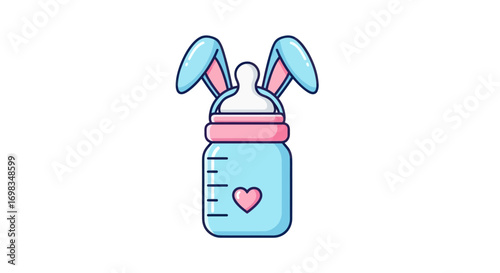 Adorable Baby Bottle with Bunny Ears Design.