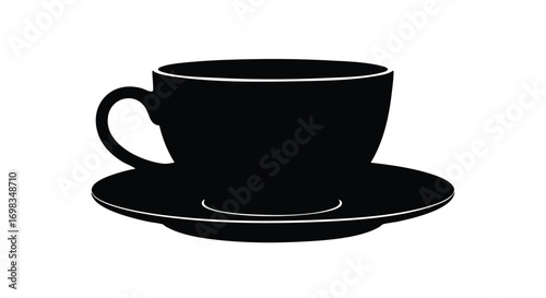Classic black and white coffee cup illustration for modern cafe menus and elegant branding projects