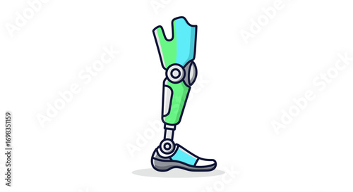 Futuristic Robotic Prosthetic Leg with Gradient Colors.