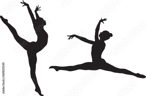 Ballet dancers in silhouette for vector illustration