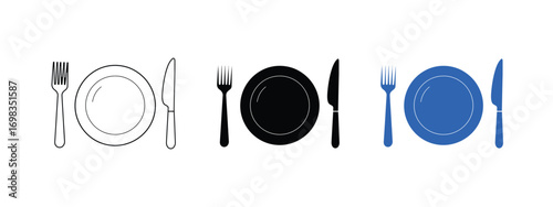 Plate with fork, knife icon vector. kitchen item symbol. vector illustration.