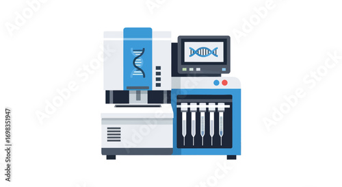 DNA Sequencing Machine with Display Screen and Sample Tubes.