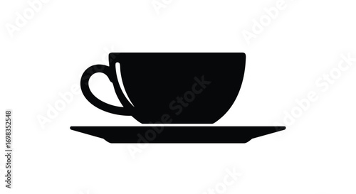Sleek black coffee cup silhouette on white background, perfect for branding and menu designs